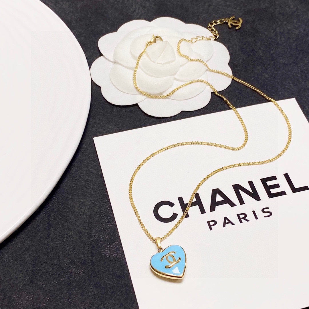 Chanel Blue Heart Necklace