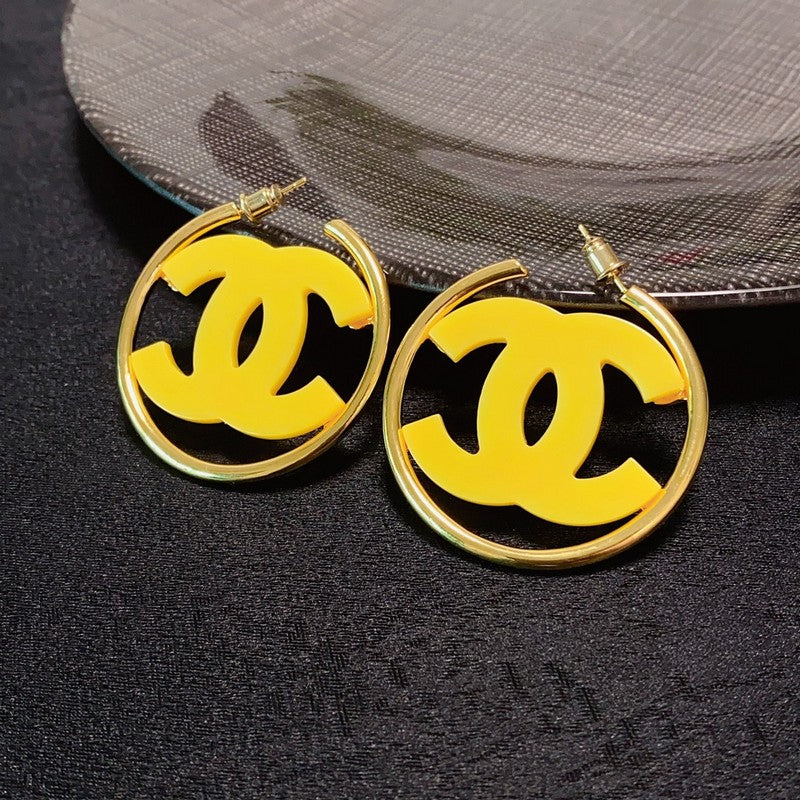Chanel Color Logo Earrings - 18K Yellow Gold