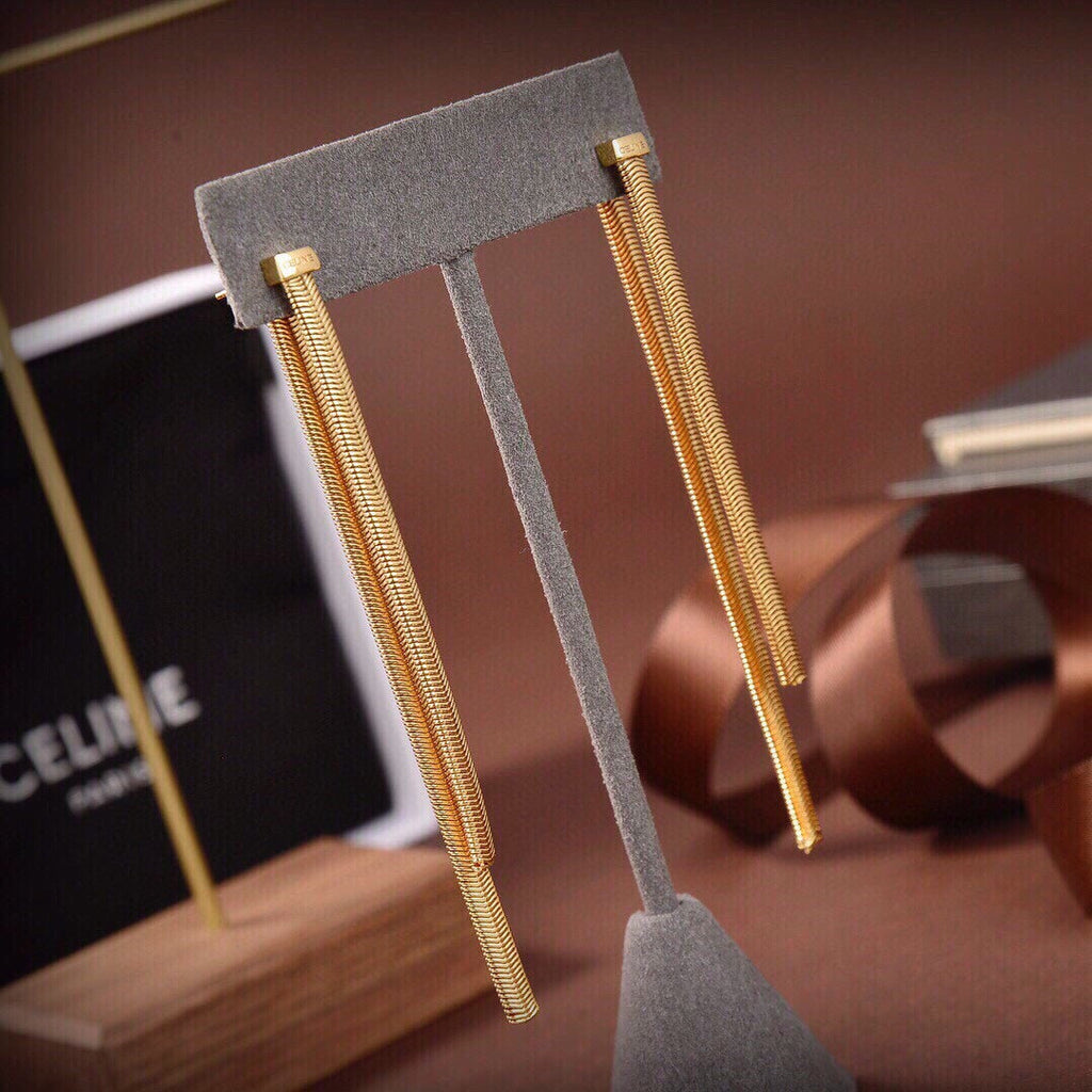 Celine Triomphe Tassel Earrings - 18K Yellow Gold