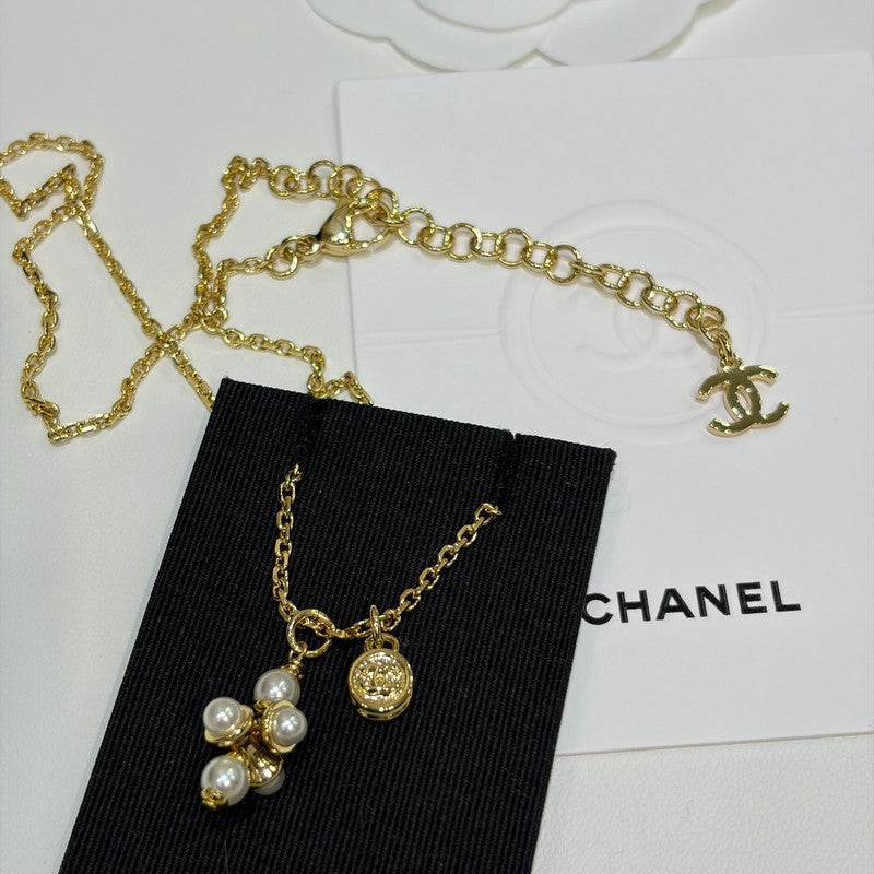 Chanel 26P Grape Pearl Gold Necklace