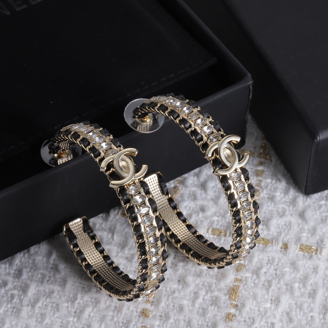 Chanel Leather Chain Earrings - 18K Yellow Gold