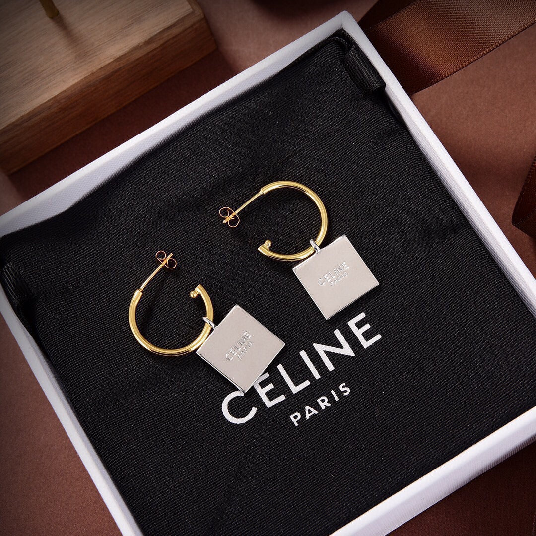 Celine Triomphe Hoops Earrings - 18K Yellow Gold