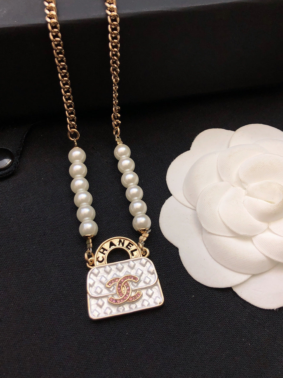 Chanel Pearls Bag Pendant Necklace