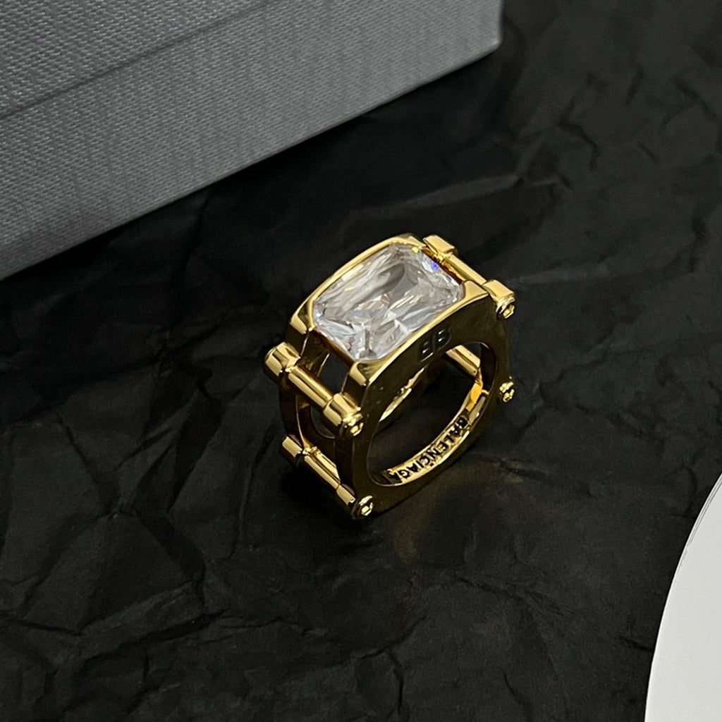 Balenciaga Crystal Ring - 18K Yellow Gold