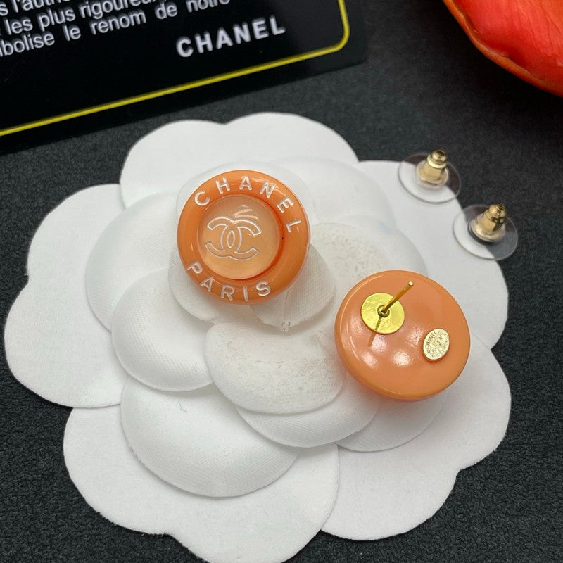 Chanel Orange Round Earrings - 18K Yellow Gold