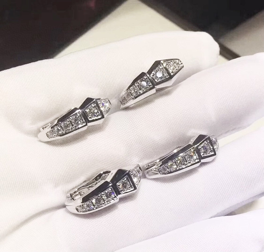 Bvlgari Serpenti Moissanite Earrings - 18K White Gold
