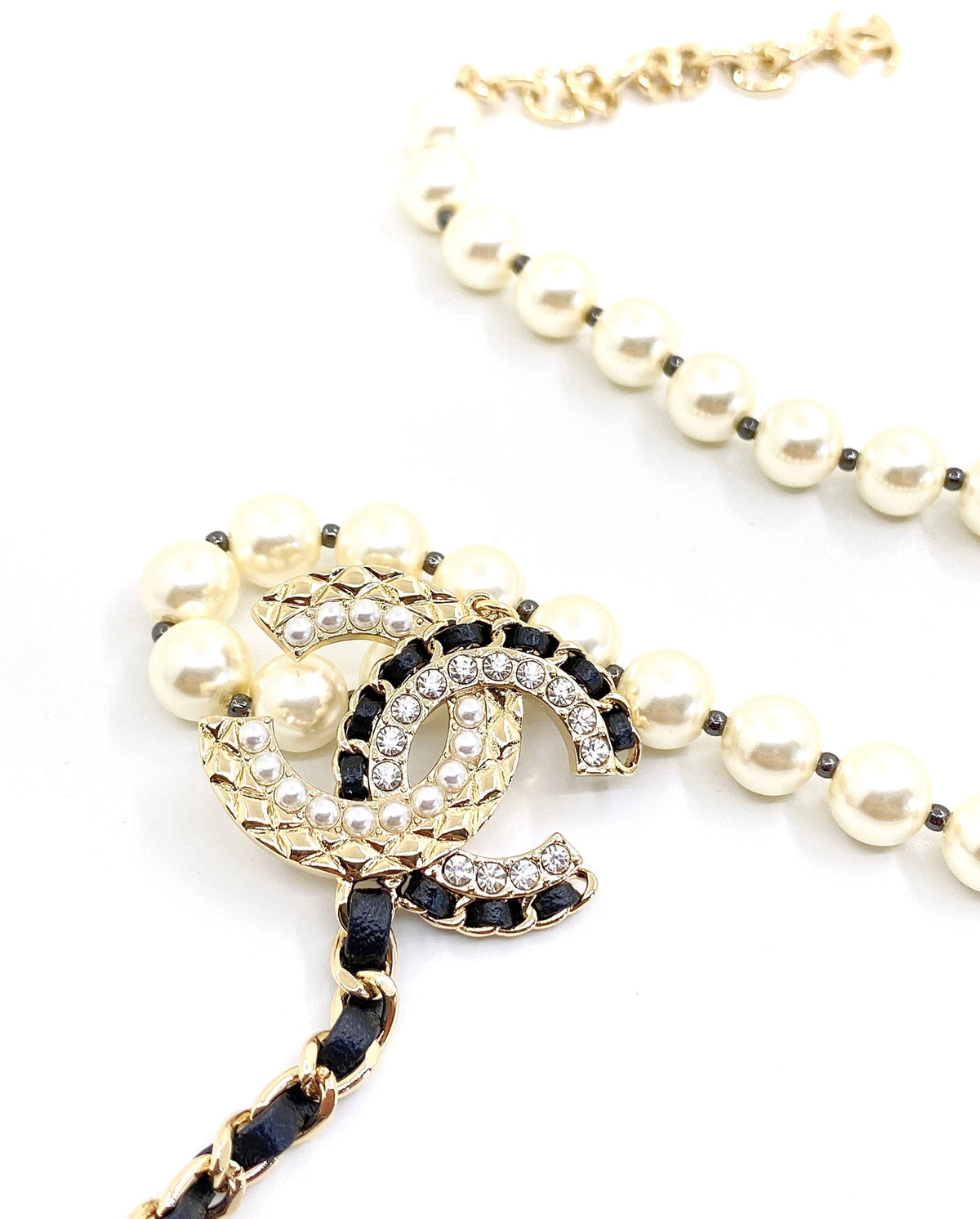 Chanel Leather Pearl Necklace