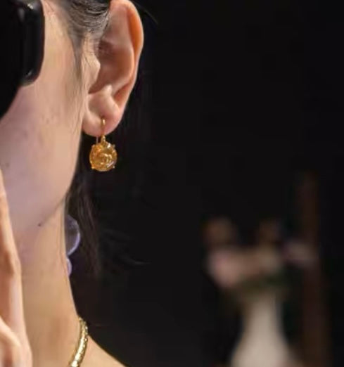 Chanel Crystal Earrings - 18K Yellow Gold