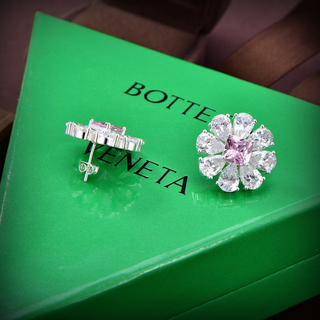 Bvlgari Pink Crystal Earrings - 18K White Gold