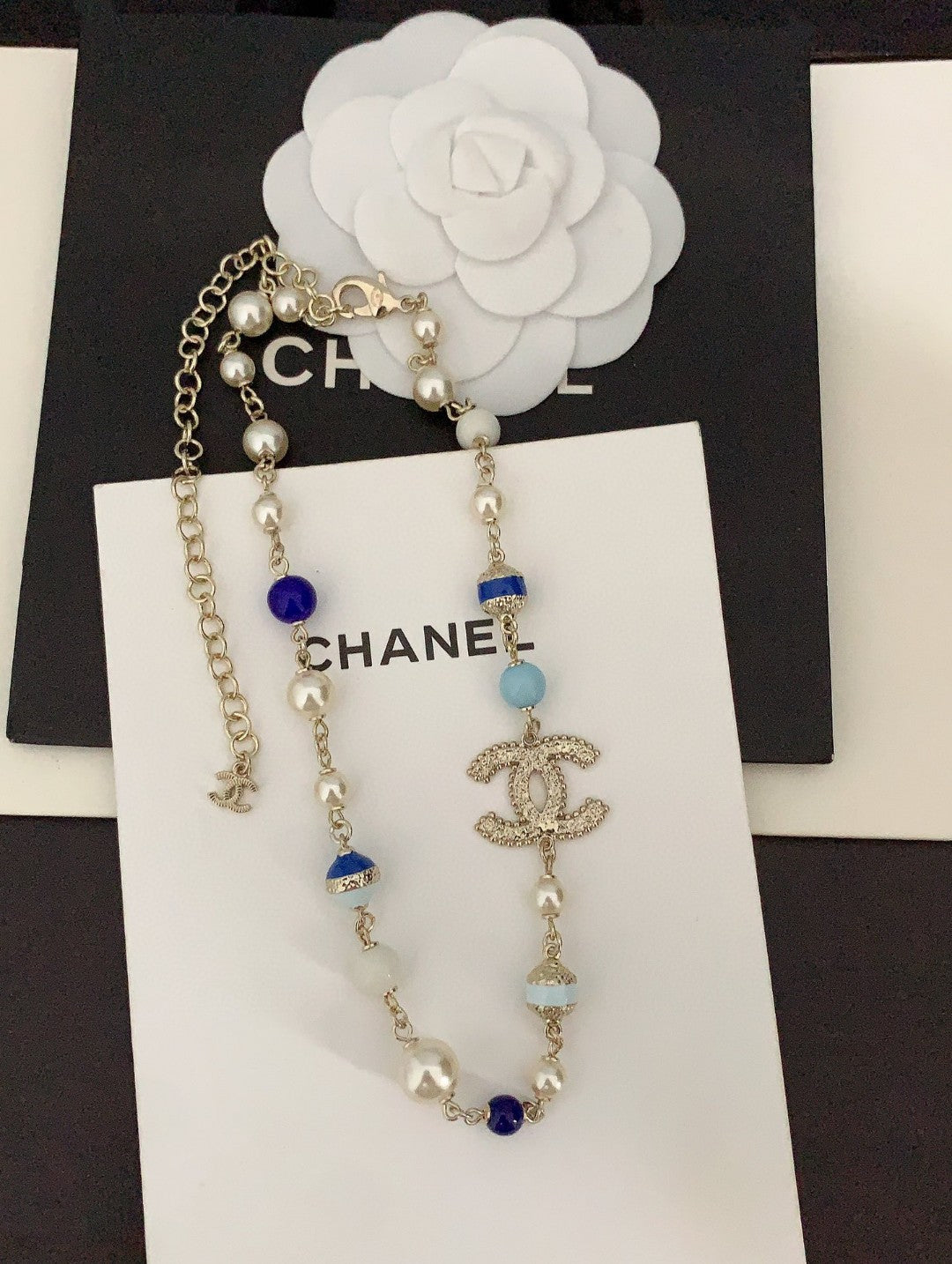 Chanel Blue & White Pearl Necklace