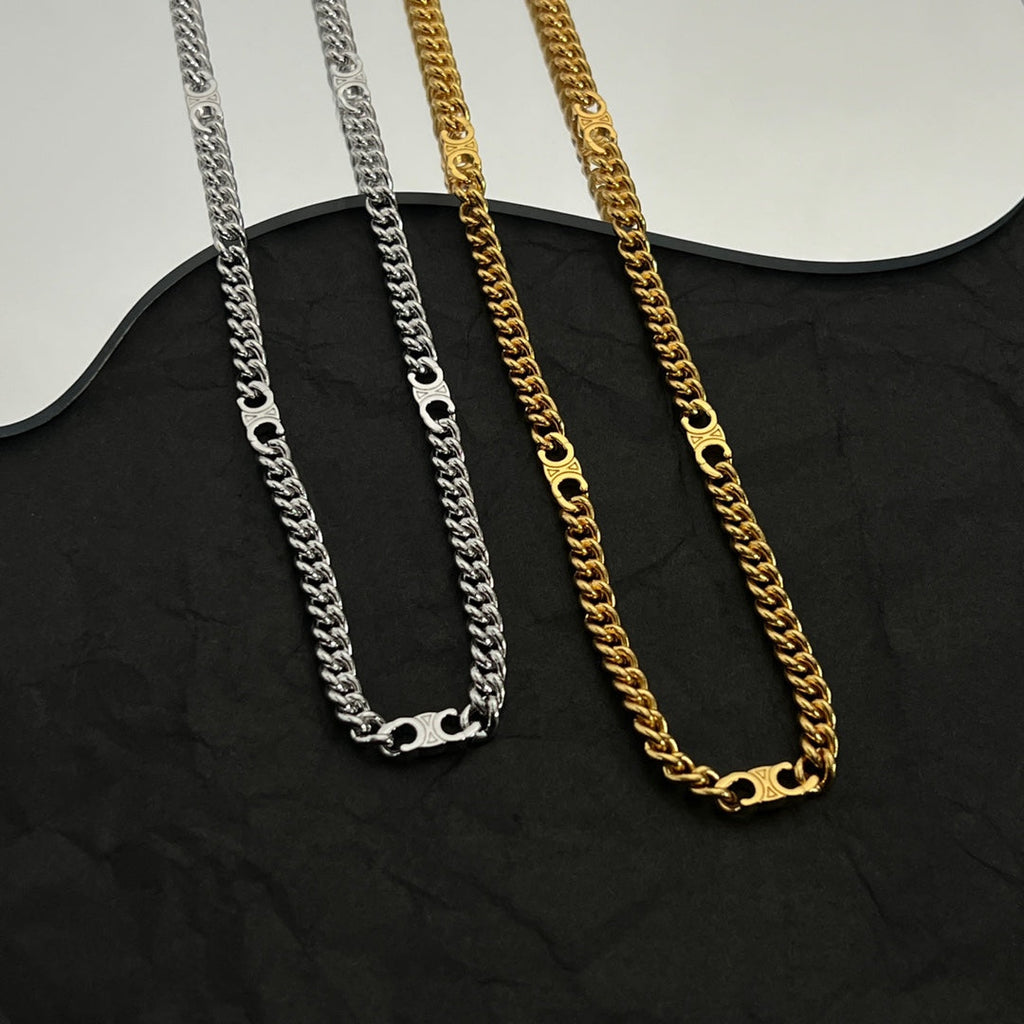 Celine Triomphe Gourmette Chain Necklace