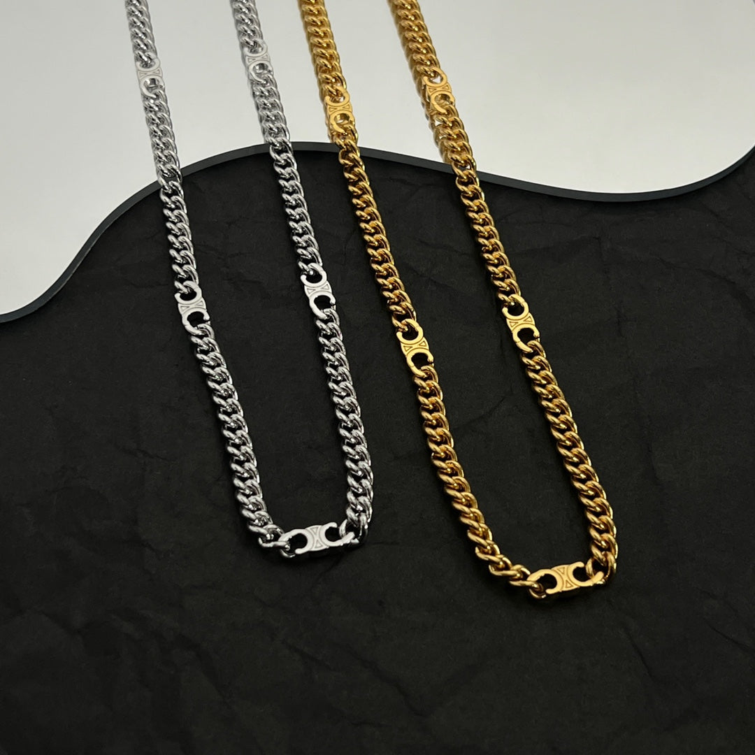 Celine Triomphe Gourmette Chain Necklace