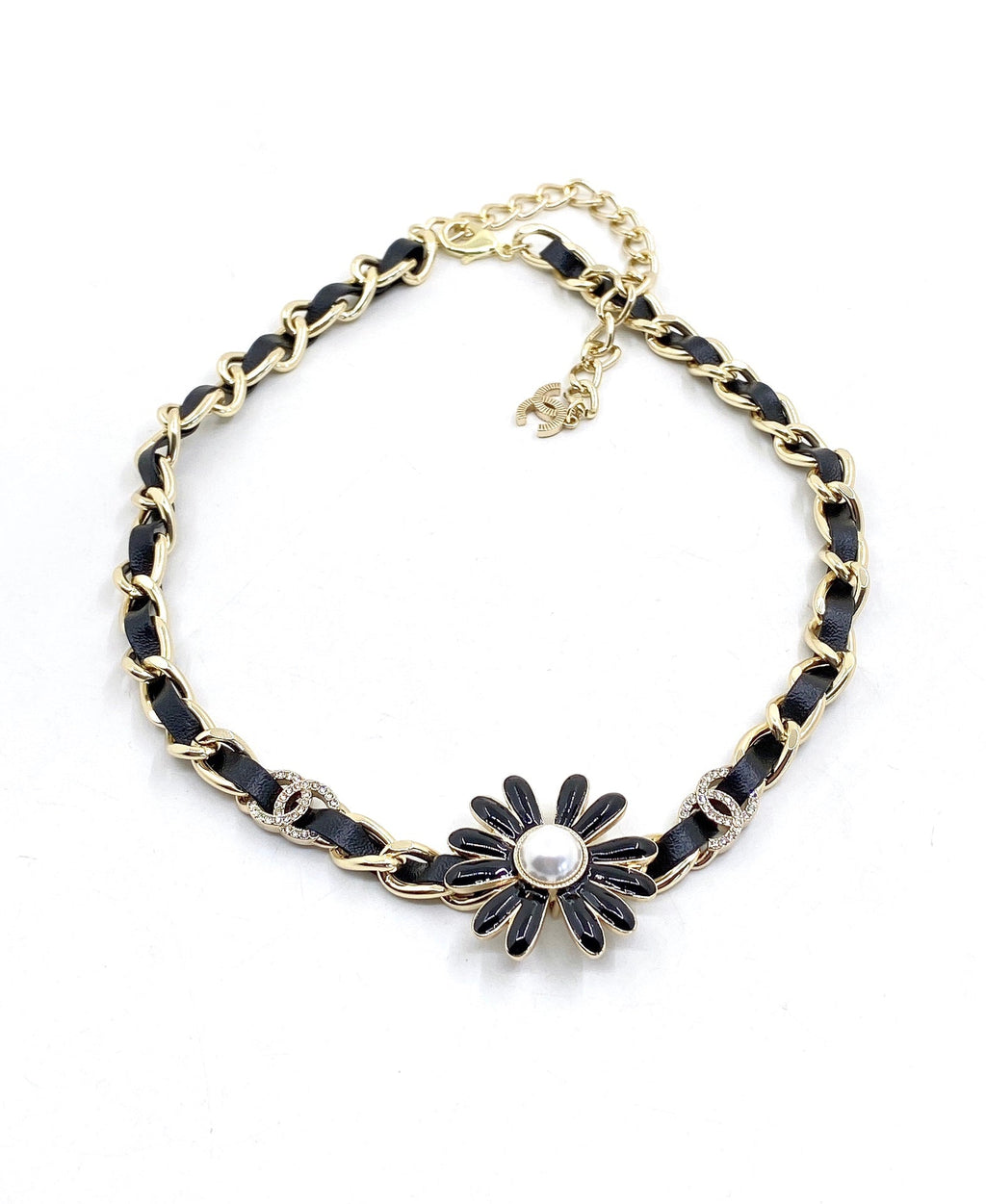 Chanel Flower Leather Choker Necklace