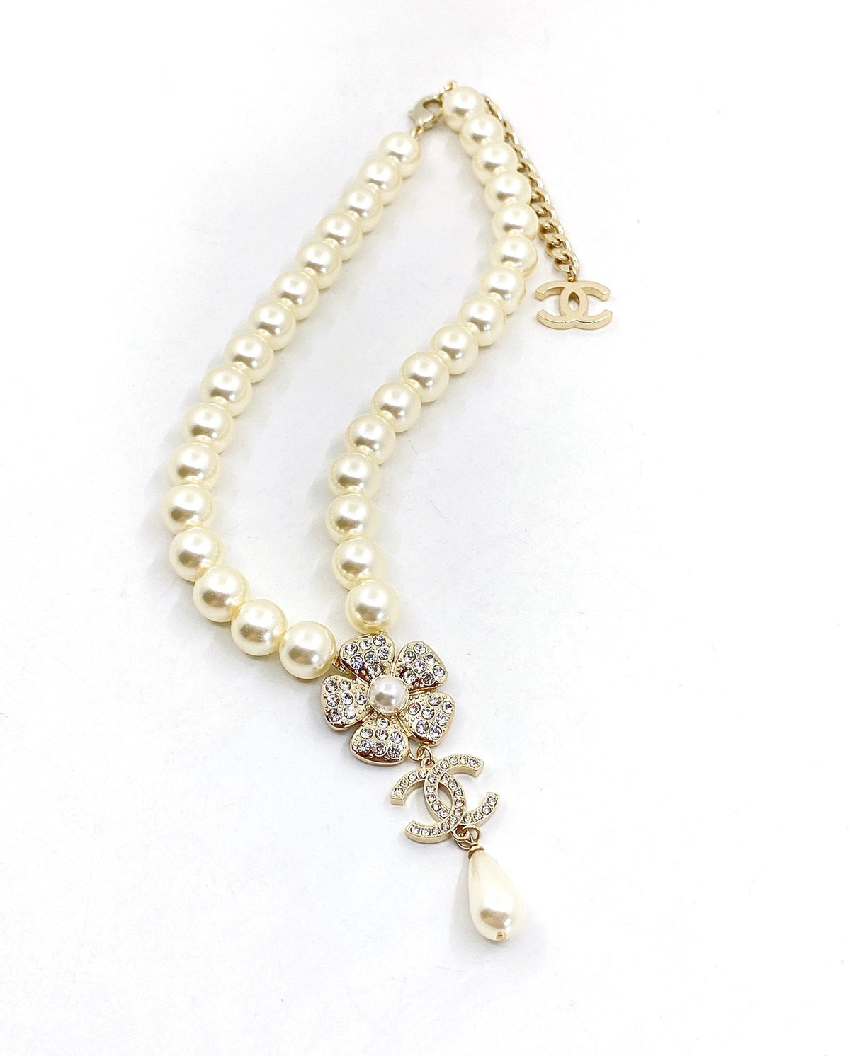 Chanel Pearls Chain Choker Necklace