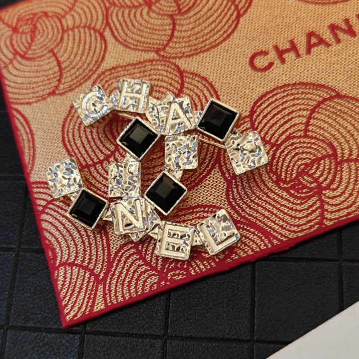 Chanel Black Crystal Brooch