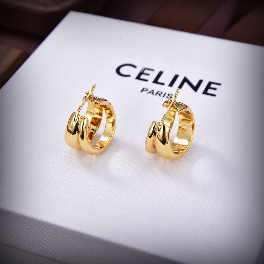 Celine Triomphe Formes Abstraites Hoops Earrings - 18K Yellow Gold