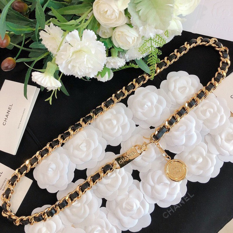 Chanel Gold Leather Necklace
