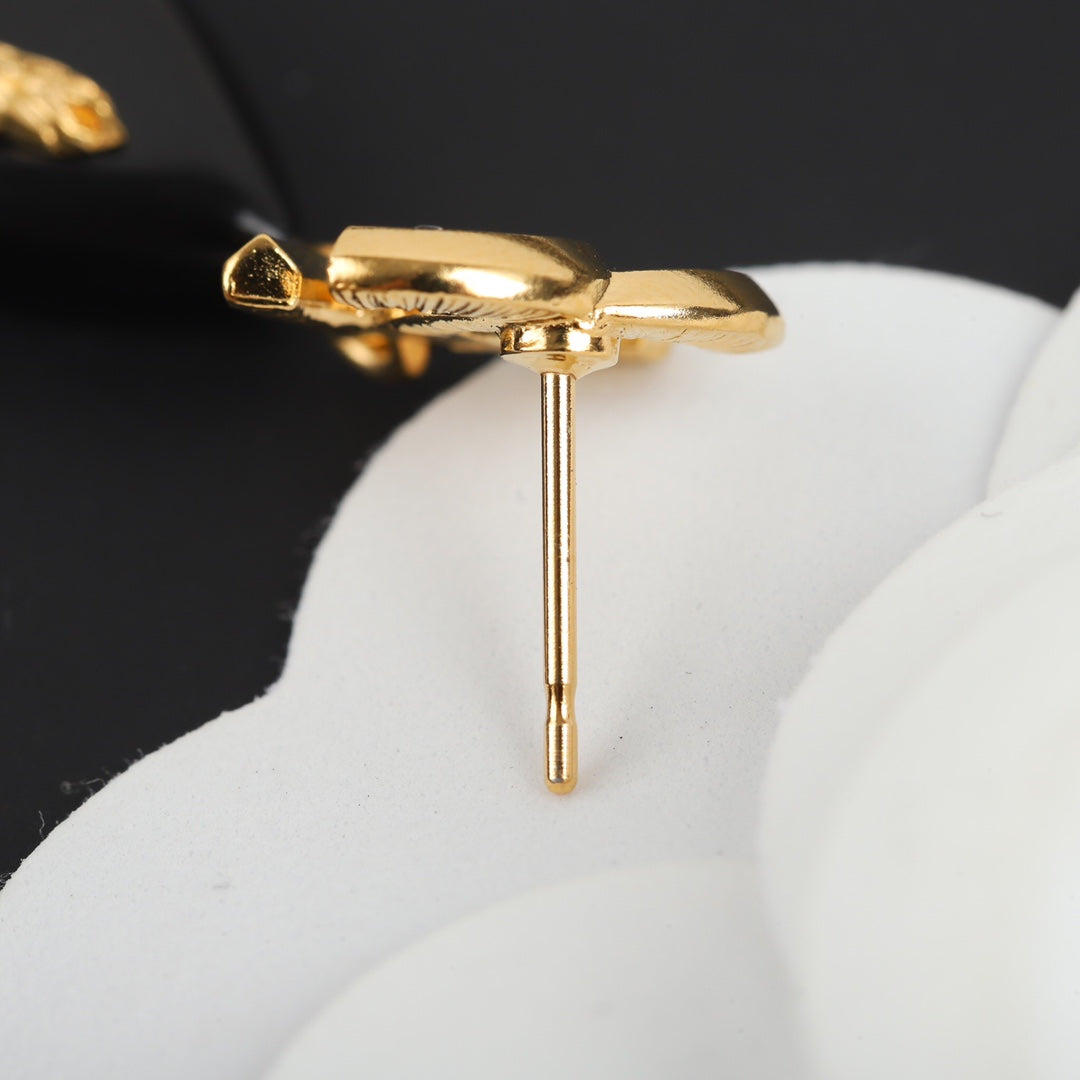 Chanel Camellia Pendant Earrings - 18K Yellow Gold