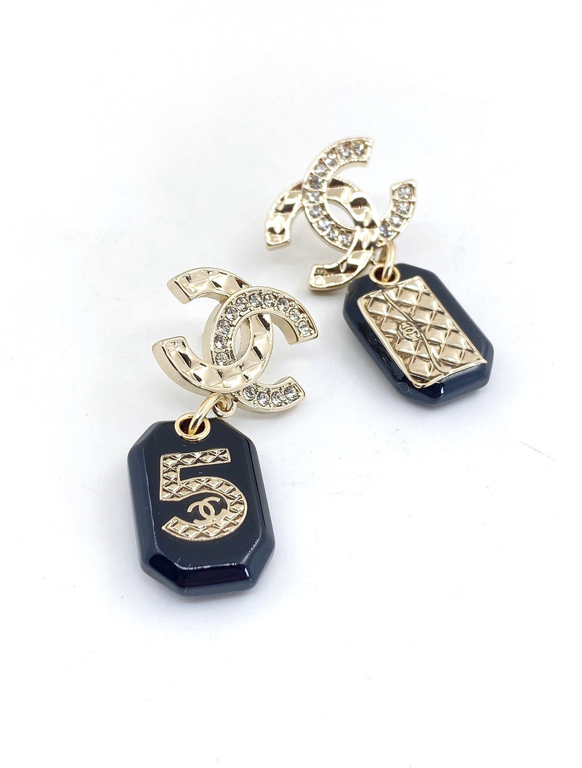 Chanel No.5 Perfume Bottle Earrings - 18K Yellow Gold