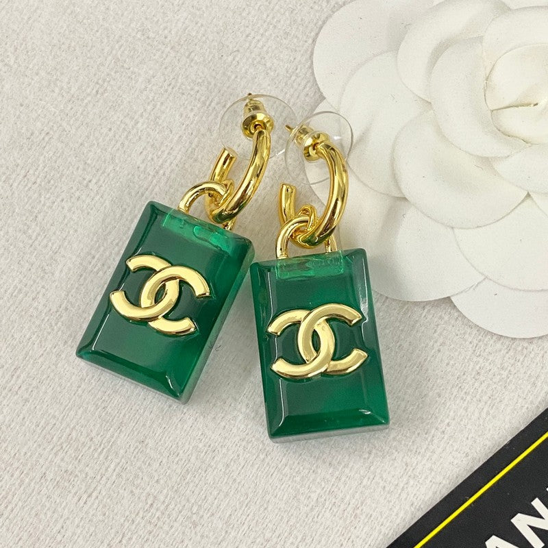 Chanel Green Perfume Bottle Earrings - 18K Yellow Gold