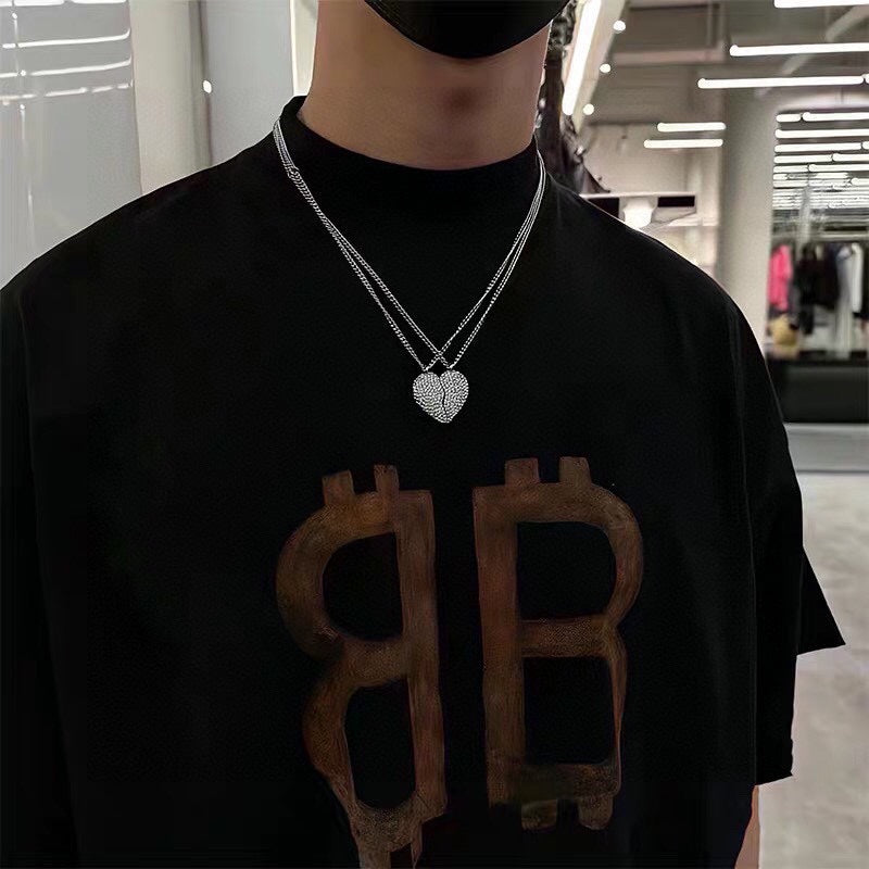Balenciaga Lovelock Set of Two Silver-tone Crystal Necklaces