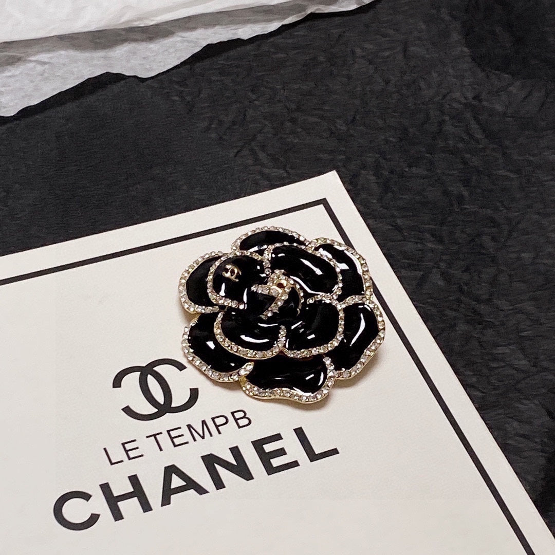 Chanel Black Flower Brooch
