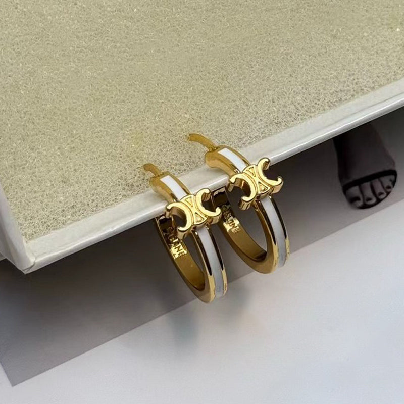 Celine Pearl Circle Earrings - 18K Yellow Gold