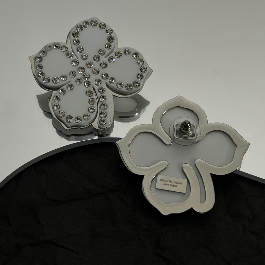 Balenciaga Flower Earrings - 18K White Gold