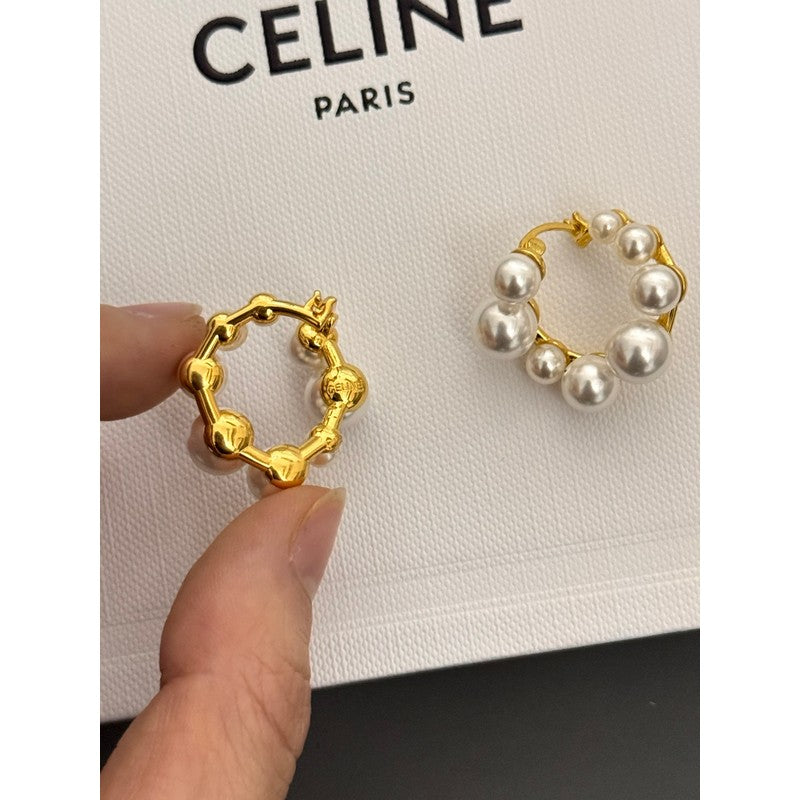Celine Pearl Earrings - 18K Yellow Gold