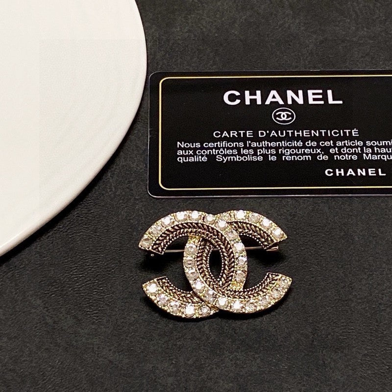 Chanel Diamond Gold Brooch