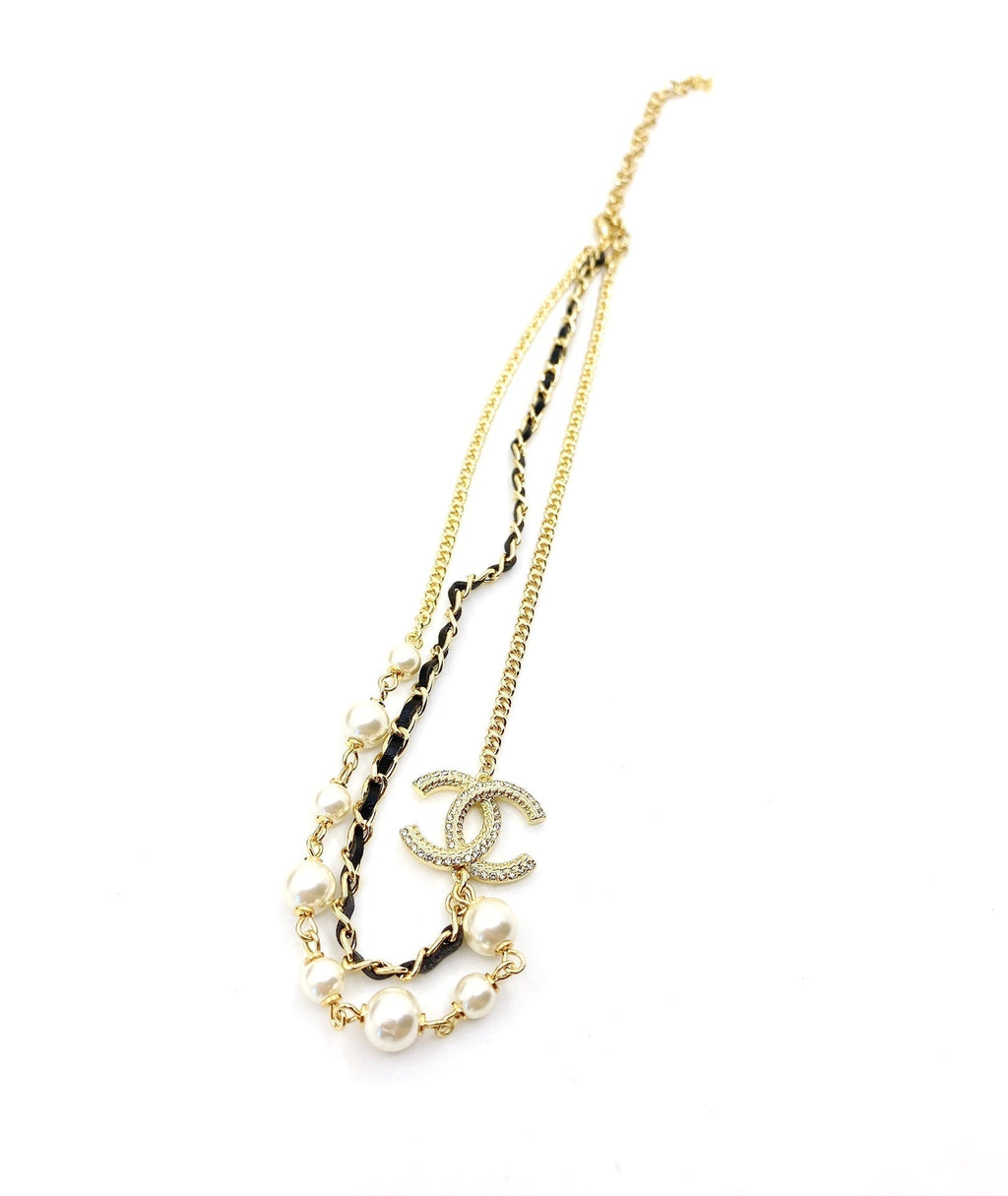 Chanel Pearls & Leather Necklace