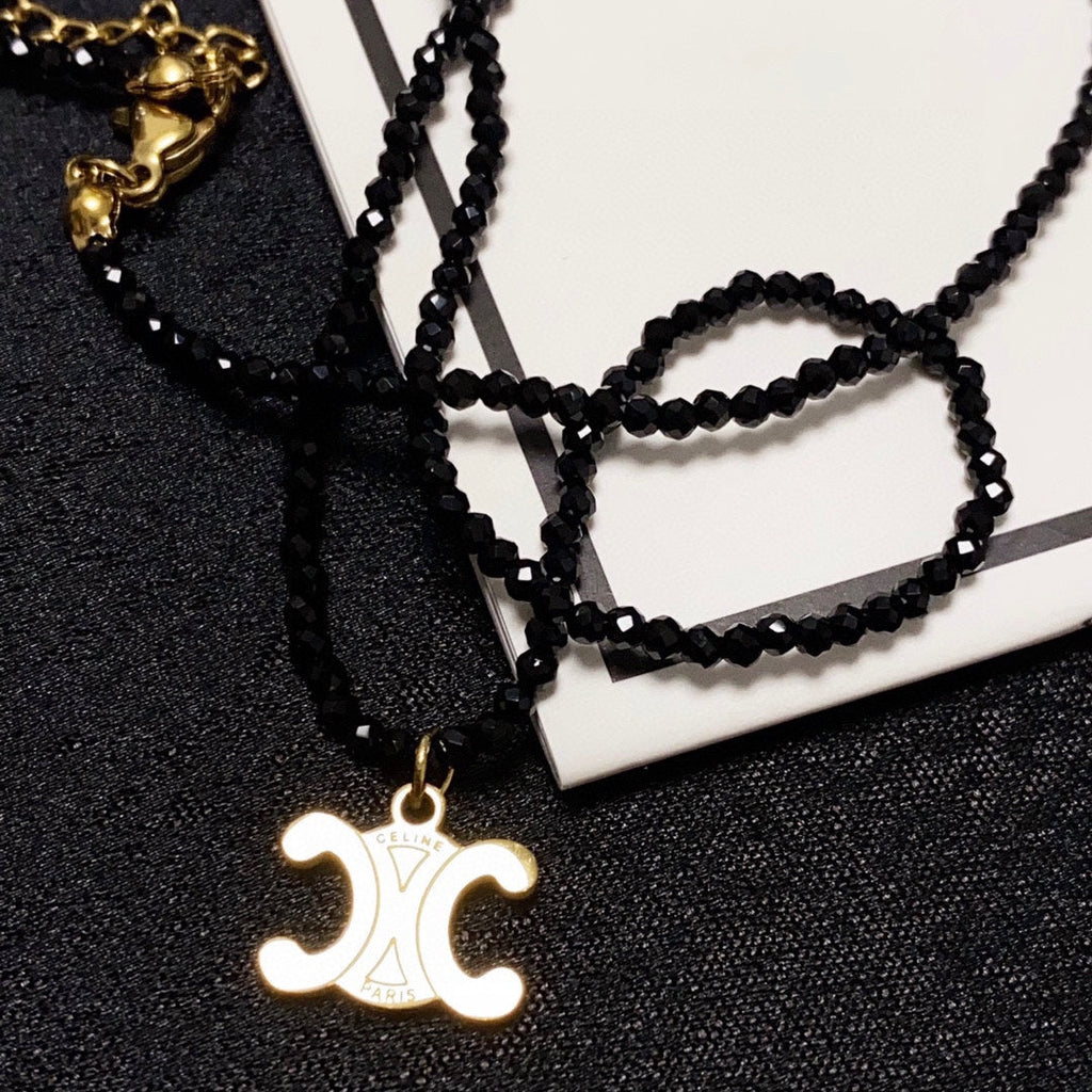 Celine Black Crystal Necklace