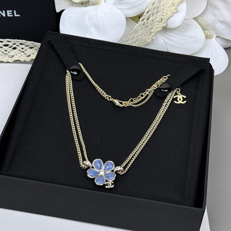Chanel 26C Blue Flower Choker Necklace