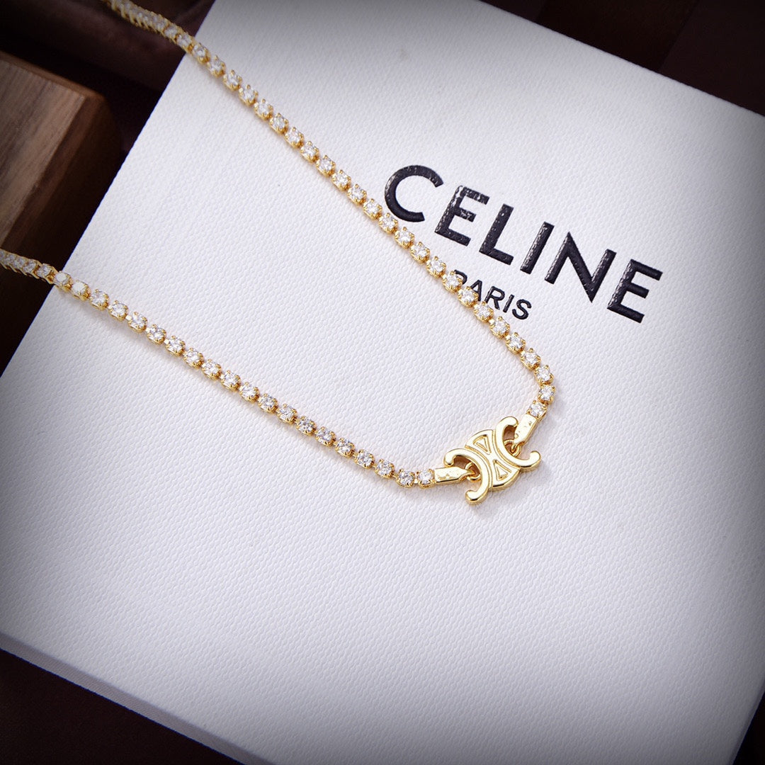 Celine Triomphe Crystal Necklace