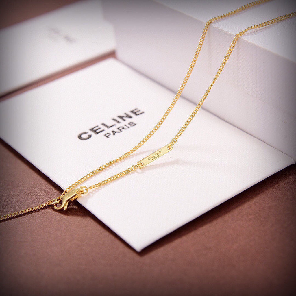 Celine Triomphe Sentimental Double Square Diamond Necklace