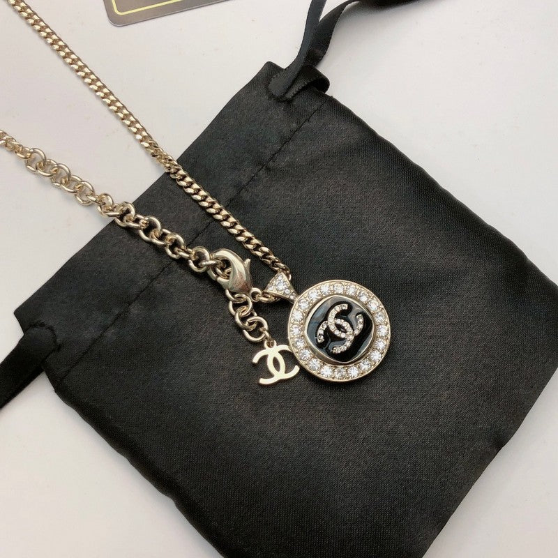 Chanel Black & White Diamond Gold Necklace