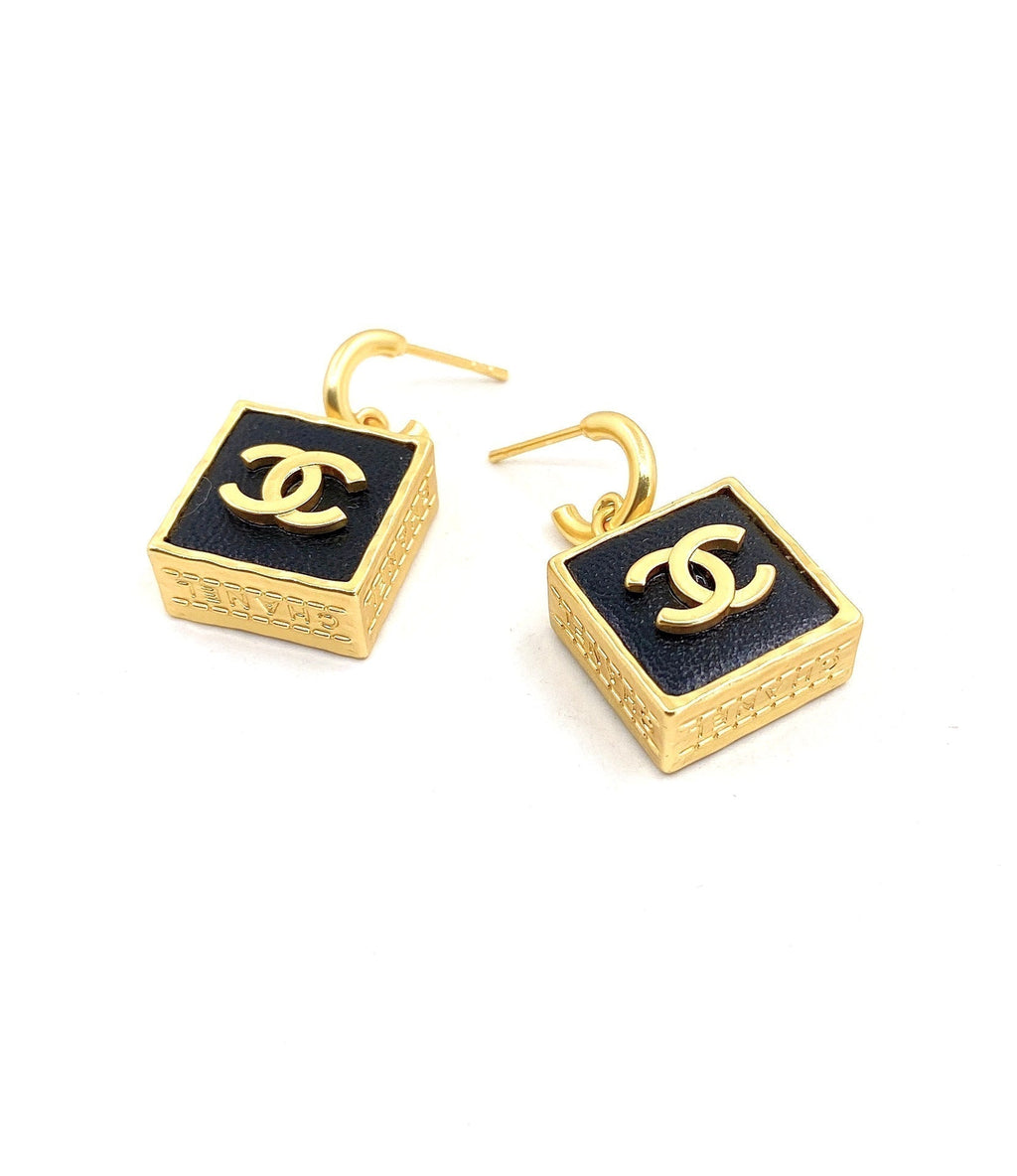 Chanel Black Bag Pendant Earrings - 18K Yellow Gold