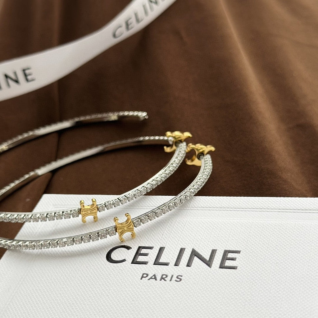 Celine Triomphe Gourmette Crystal Earrings