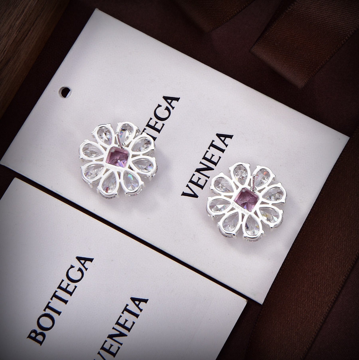 Bvlgari Pink Crystal Earrings - 18K White Gold