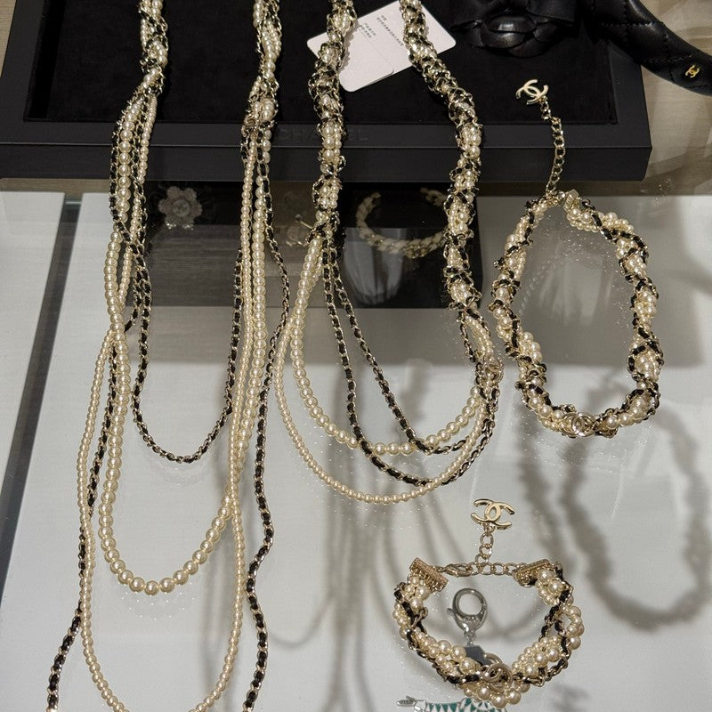 Chanel Pearl Leather Choker Necklace