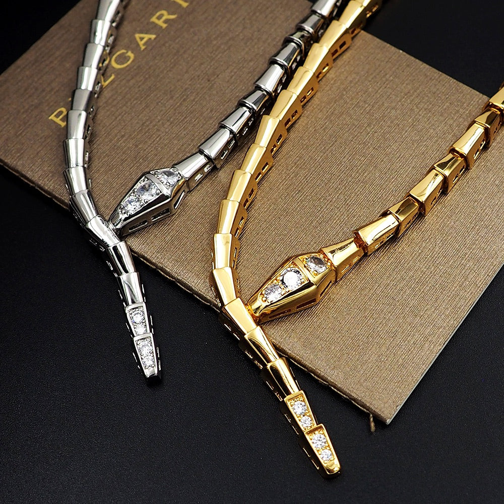 Bvlgari Serpenti Viper Demi-Pave Diamond Necklace - 18K Gold