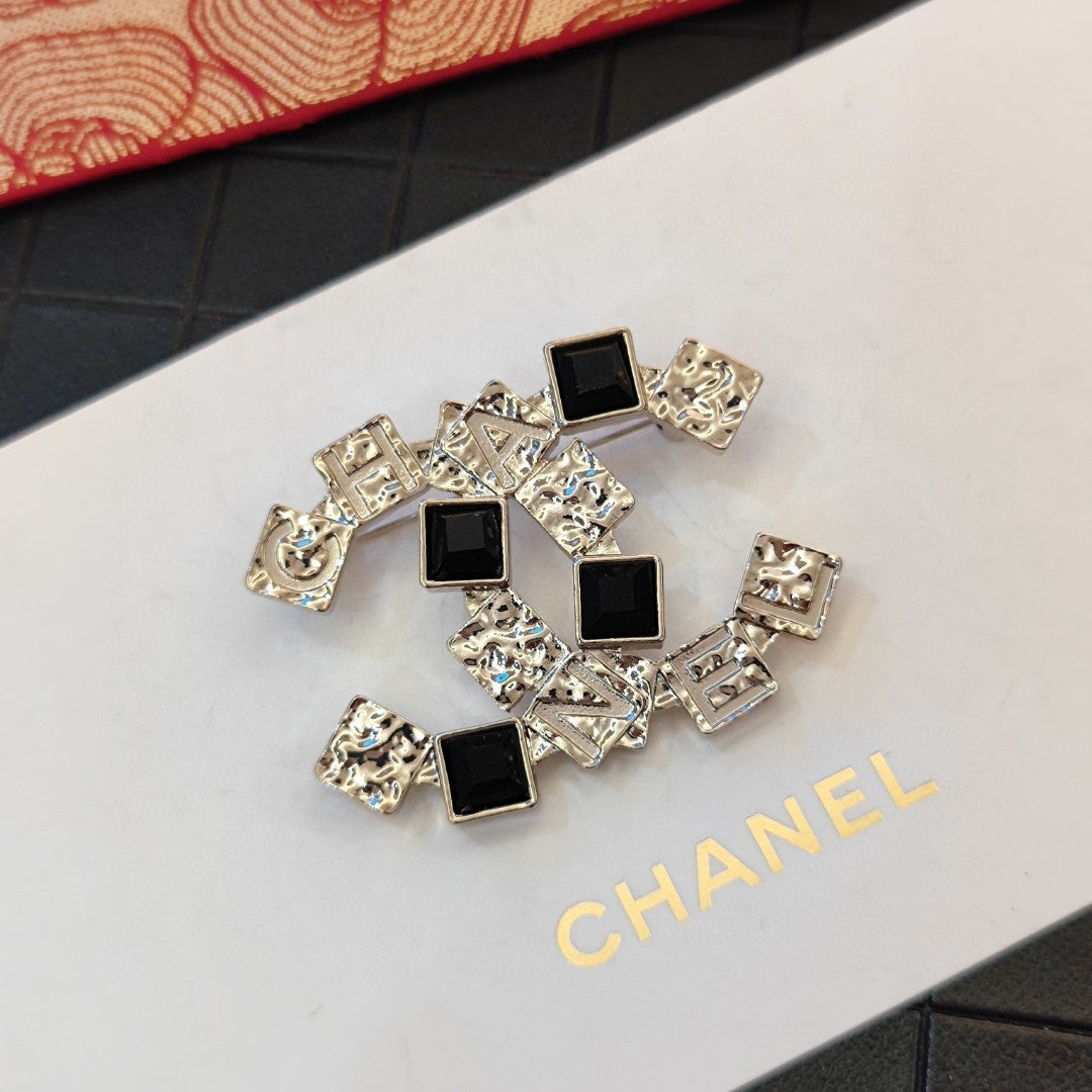 Chanel Black Crystal Brooch