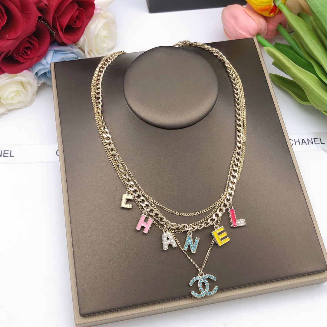 Chanel Color Typo Necklace