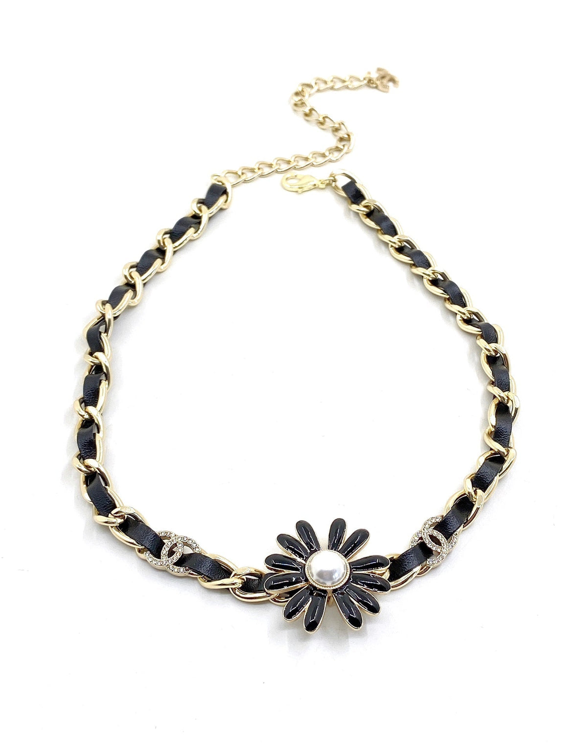 Chanel Flower Leather Choker Necklace