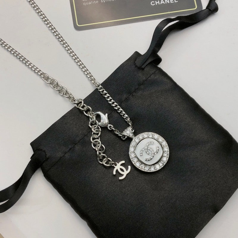 Chanel Black & White Diamond Gold Necklace