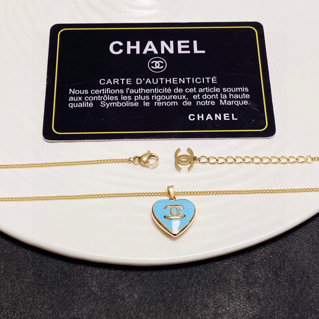 Chanel Blue Heart Necklace