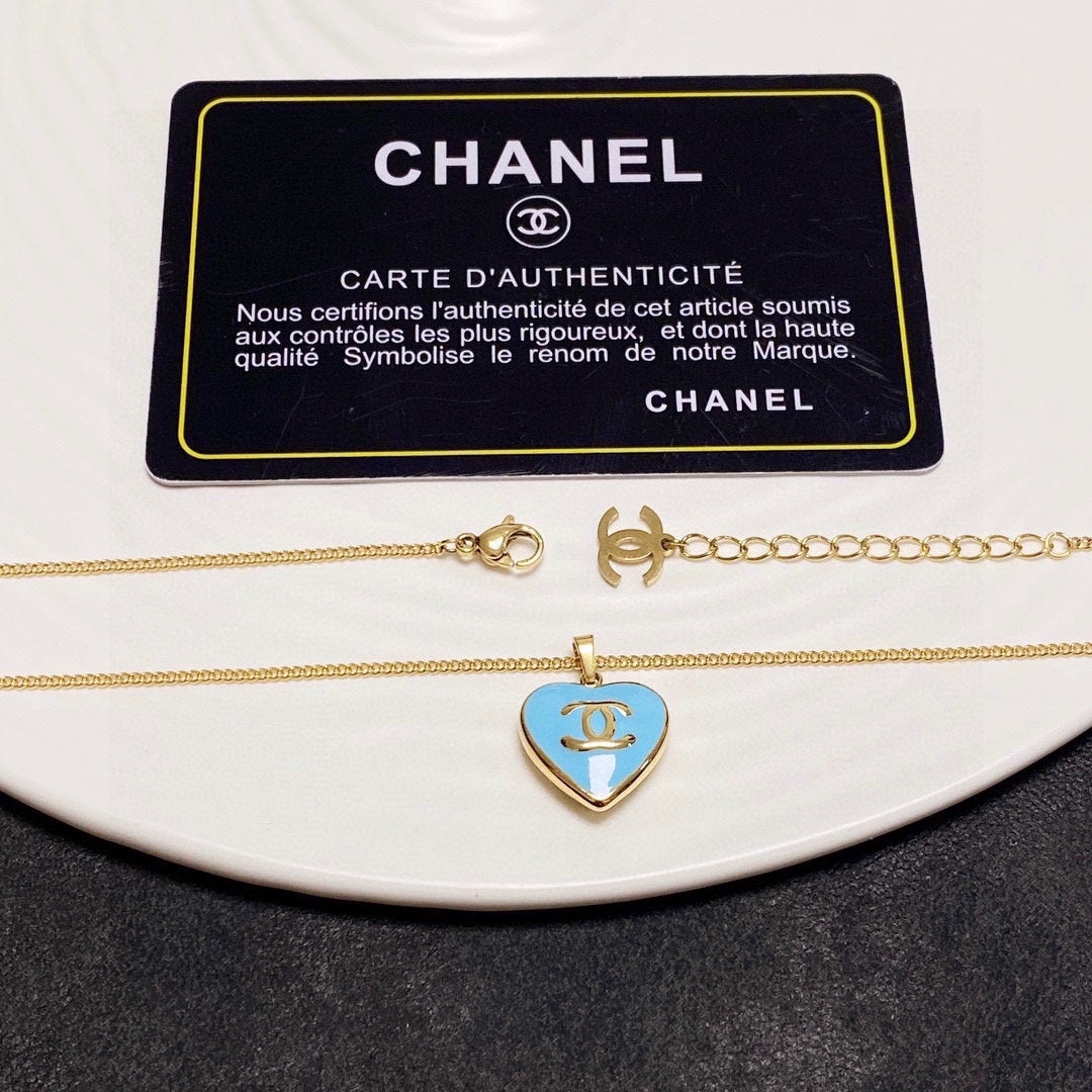 Chanel Blue Heart Necklace