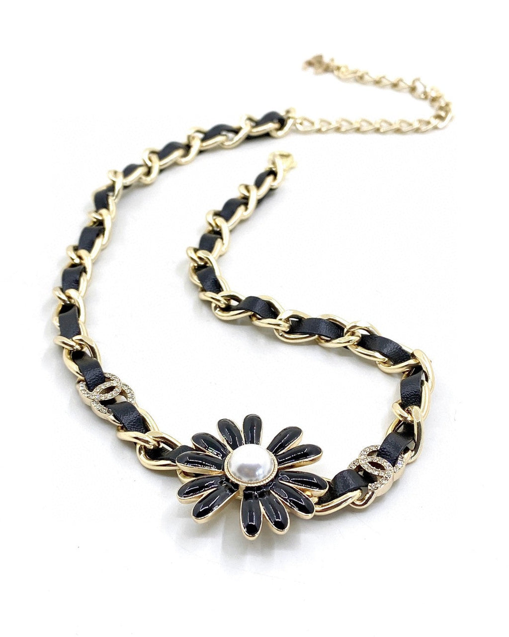 Chanel Black Daisy Necklace