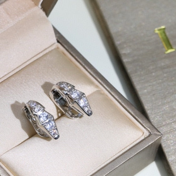 Bvlgari Serpenti Moissanite Earrings - 18K White Gold