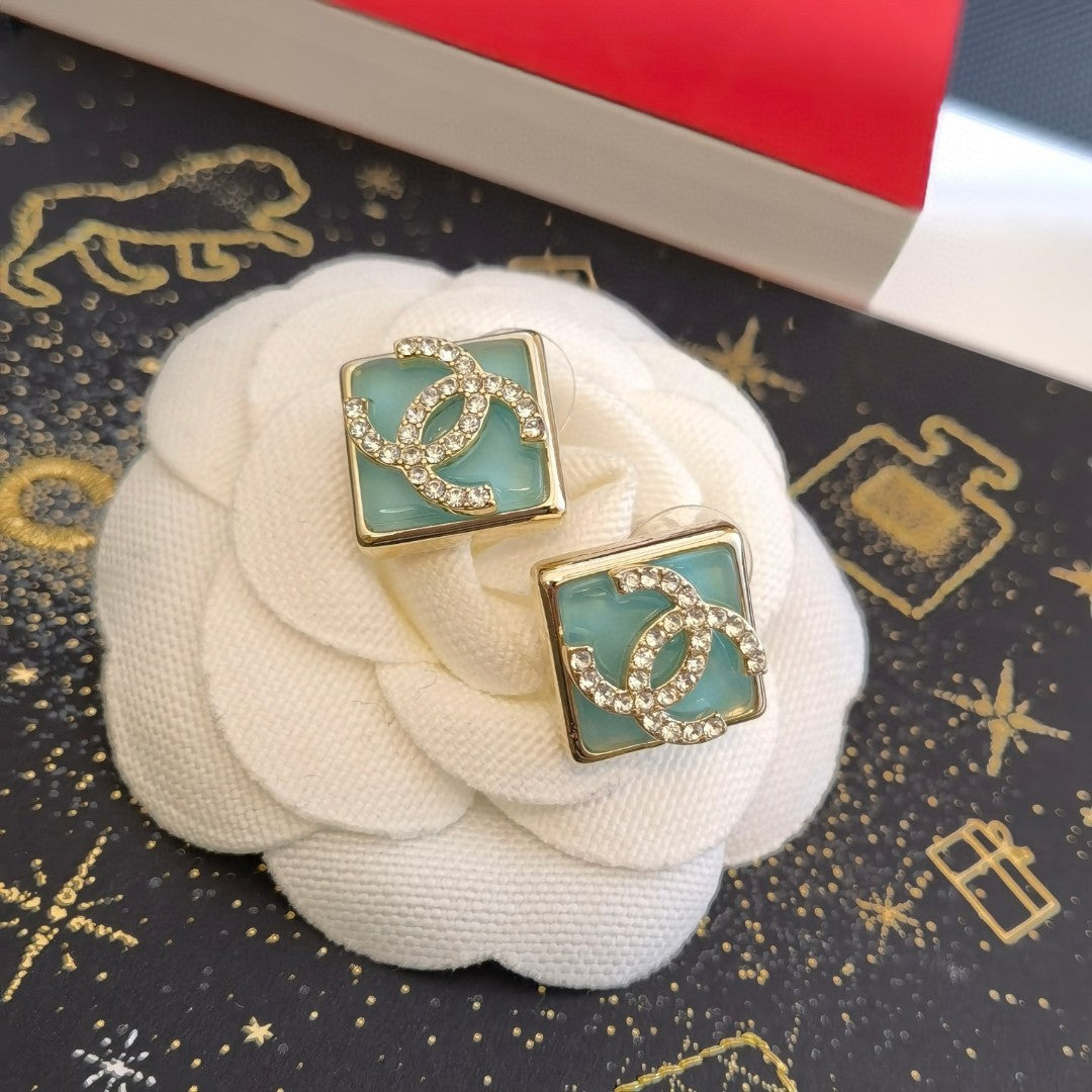 Chanel Blue Resin Earrings - 18K Yellow Gold